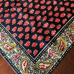 Black Floral & Paisley Print Scarf - Women's Accessory 16“ x 16“ all silk